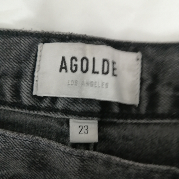 Agolde Criss Cross High Waist Loose Straight Jeans in Synchronize Gray Black 23 - Picture 11 of 16